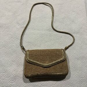 Elegant Tan Woven Shoulder Bag